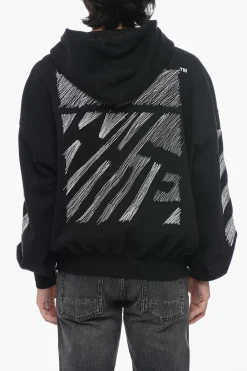 Clearance Felpa Hoodie in Cotone con Tasca a Toppa Uomo Felpe
