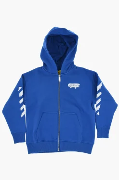 Felpa Hoodie in Cotone con Bande Laterali a Contrasto>Off-White Kids Best
