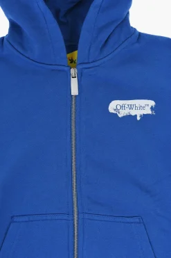 Felpa Hoodie in Cotone con Bande Laterali a Contrasto>Off-White Kids Best