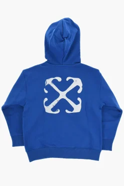 Felpa Hoodie in Cotone con Bande Laterali a Contrasto></noscript>Off-White Kids Best