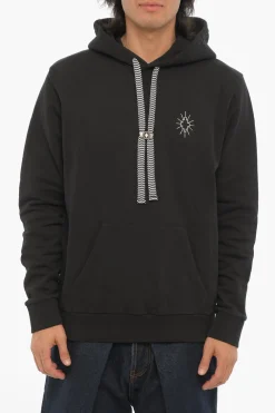 Felpa Hoodie in Cotone ECLIPSE Con Tasca a Toppa>Marcelo Burlon New
