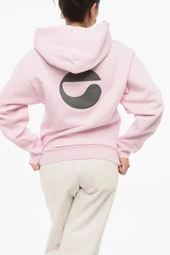 Clearance Felpa Hoodie in Cotone Felpato con Maxi Tasca Donna Felpe