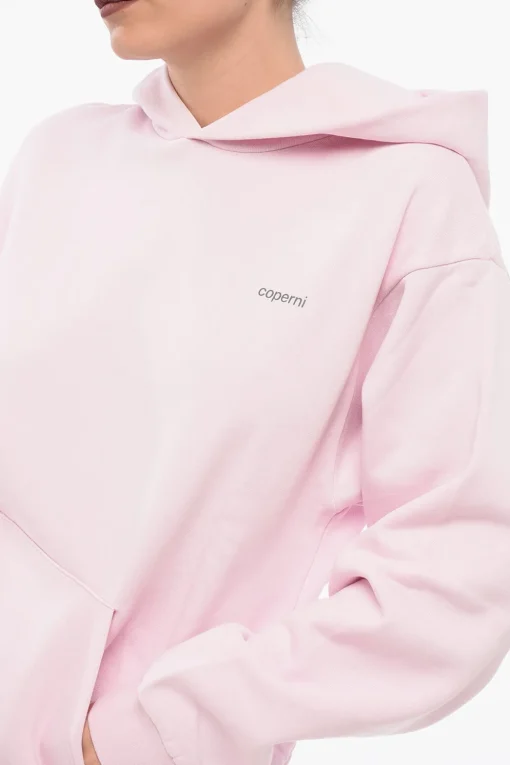 Clearance Felpa Hoodie in Cotone Felpato con Maxi Tasca Donna Felpe