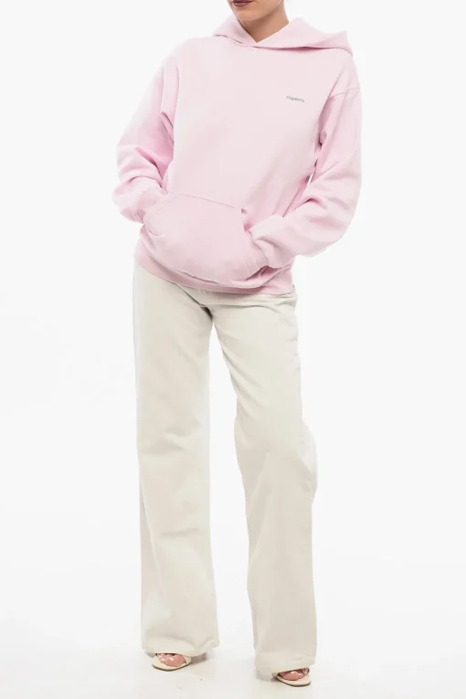 Clearance Felpa Hoodie in Cotone Felpato con Maxi Tasca Donna Felpe