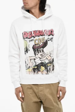 Felpa Hoodie in Cotone Felpato Con Stampa>Dsquared2 Clearance