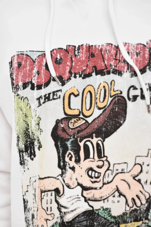Felpa Hoodie in Cotone Felpato Con Stampa>Dsquared2 Clearance