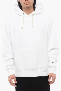 Felpa Hoodie in Cotone Felpato a Tinta Unita con Tasca A Toppa>Champion Discount