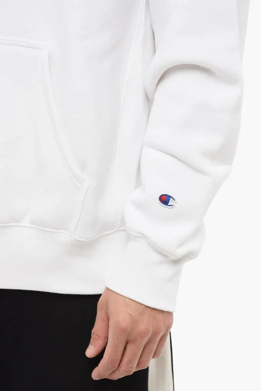 Felpa Hoodie in Cotone Felpato a Tinta Unita con Tasca A Toppa>Champion Discount