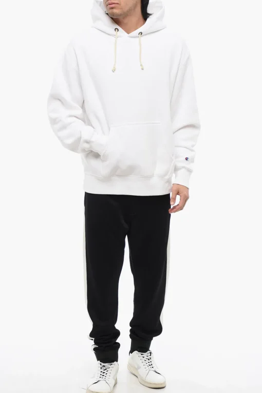 Felpa Hoodie in Cotone Felpato a Tinta Unita con Tasca A Toppa>Champion Discount