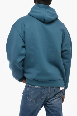 Hot Felpa Hoodie in Cotone Felpato con Tasca a Toppa Uomo Felpe
