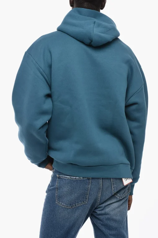 Hot Felpa Hoodie in Cotone Felpato con Tasca a Toppa Uomo Felpe