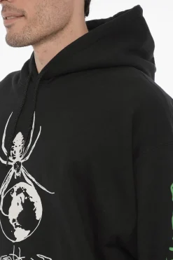 Felpa Hoodie in Cotone Felpato Stampata></noscript>Westfall New