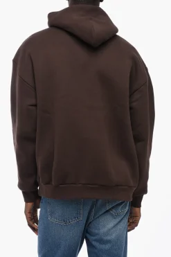 Online Felpa Hoodie in cotone Felpato con Logo a Contrasto Uomo Felpe