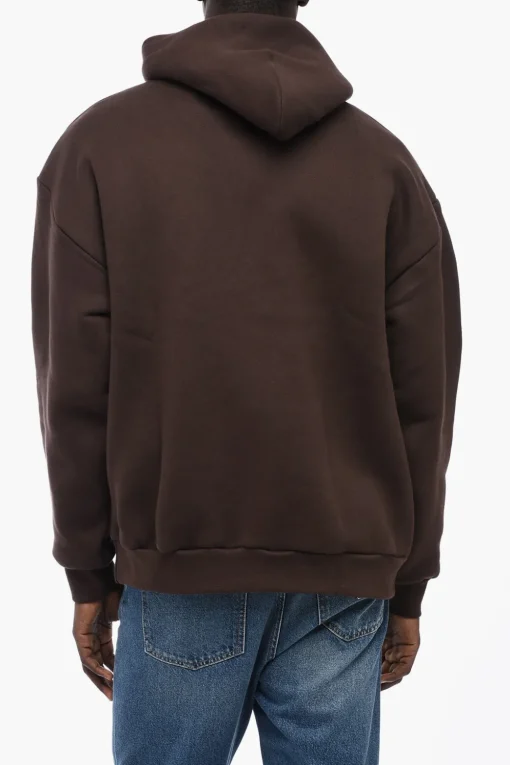 Online Felpa Hoodie in cotone Felpato con Logo a Contrasto Uomo Felpe