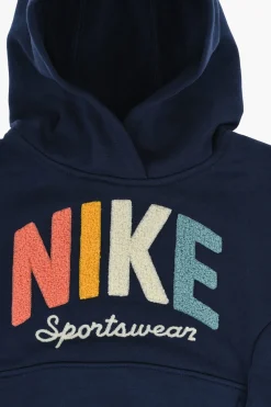 New Felpa Hoodie in Cotone Felpato con Logo in Rilievo Bambino Abbigliamento