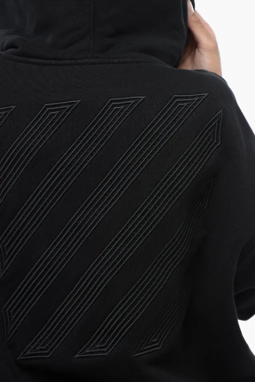 New Felpa Hoodie in Cotone Garzato Ricamata sul Retro Donna Felpe