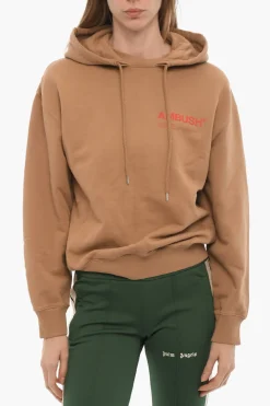 Felpa Hoodie in Cotone Garzato con Logo Stampato>Ambush Hot