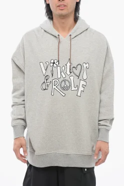 Felpa Hoodie in Cotone Garzato con Logo Ricamato>Viktor & Rolf Clearance