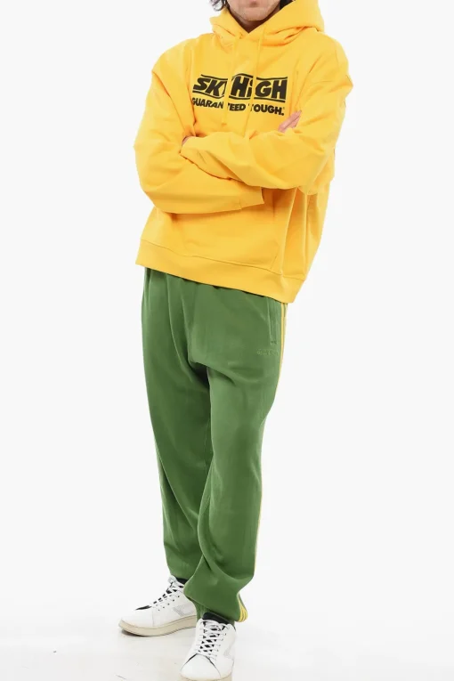 Felpa Hoodie in Cotone Garzato con Stampa a Contrasto>Sky High Farm Sale