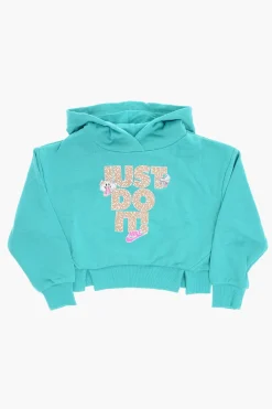 Hot Felpa Hoodie in Cotone Garzato con Stampa sul Fronte Abbigliamento