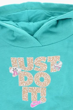 Hot Felpa Hoodie in Cotone Garzato con Stampa sul Fronte Abbigliamento