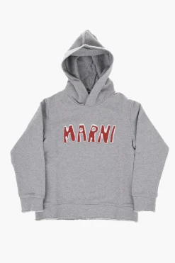 Best Felpa Hoodie in Cotone Garzato con Logo a Contrasto Bambino Abbigliamento|Abbigliamento