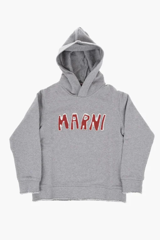 Best Felpa Hoodie in Cotone Garzato con Logo a Contrasto Bambino Abbigliamento|Abbigliamento