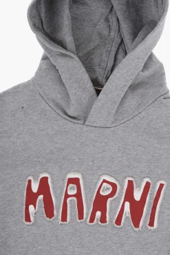 Best Felpa Hoodie in Cotone Garzato con Logo a Contrasto Bambino Abbigliamento|Abbigliamento