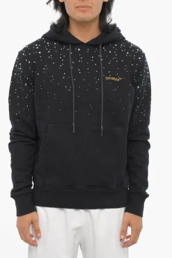 Fashion Felpa Hoodie in Cotone Grazato con Gioielli Uomo Felpe