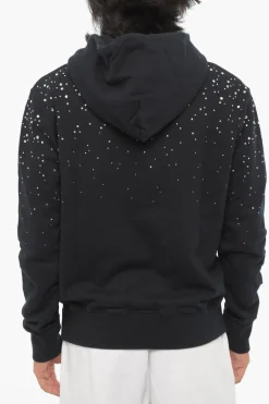 Fashion Felpa Hoodie in Cotone Grazato con Gioielli Uomo Felpe