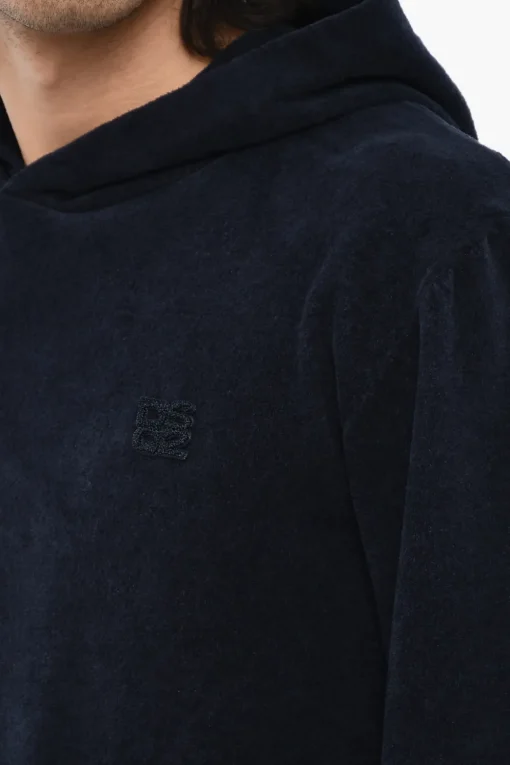 New Felpa Hoodie in Cotone Spugnato con Monogram Uomo Felpe