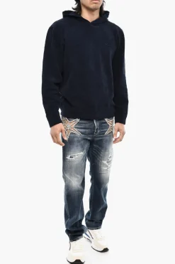 New Felpa Hoodie in Cotone Spugnato con Monogram Uomo Felpe