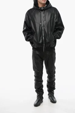 Felpa Hoodie in Ecopelle con Banda Logata></noscript>Dsquared2 Online