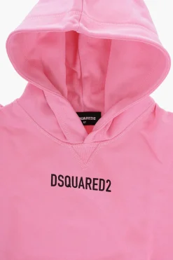 Clearance Felpa Hoodie in Tinta Unita con Logo Stampato Abbigliamento