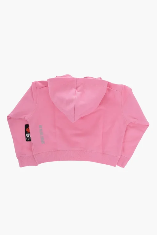 Clearance Felpa Hoodie in Tinta Unita con Logo Stampato Abbigliamento
