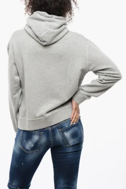 Felpa Hoodie in Tinta Unita con Logo Stampato>Dsquared2 Clearance