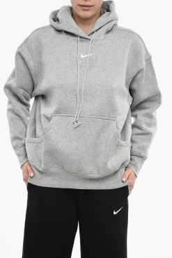 Felpa Hoodie in Tinta Unita con Logo Ricamato>Nike Outlet