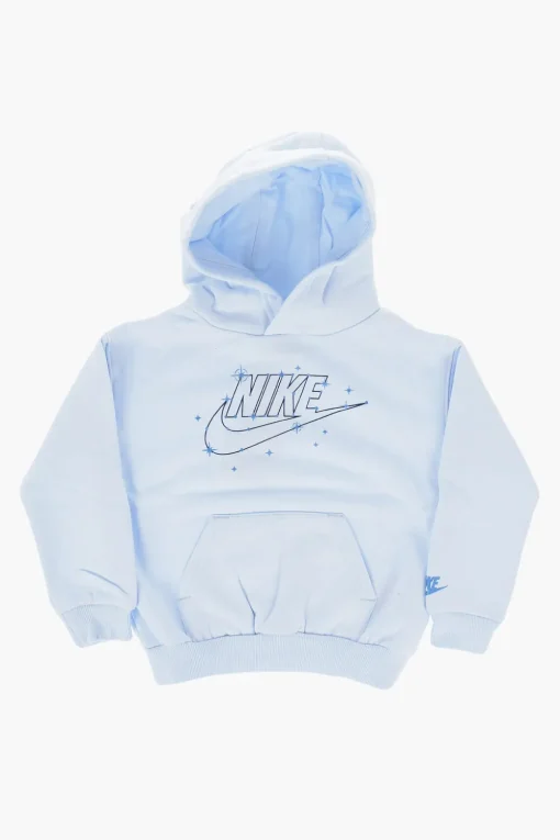Sale Felpa Hoodie in Tinta Unita con Logo Stampato Bambino Abbigliamento
