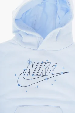 Sale Felpa Hoodie in Tinta Unita con Logo Stampato Bambino Abbigliamento