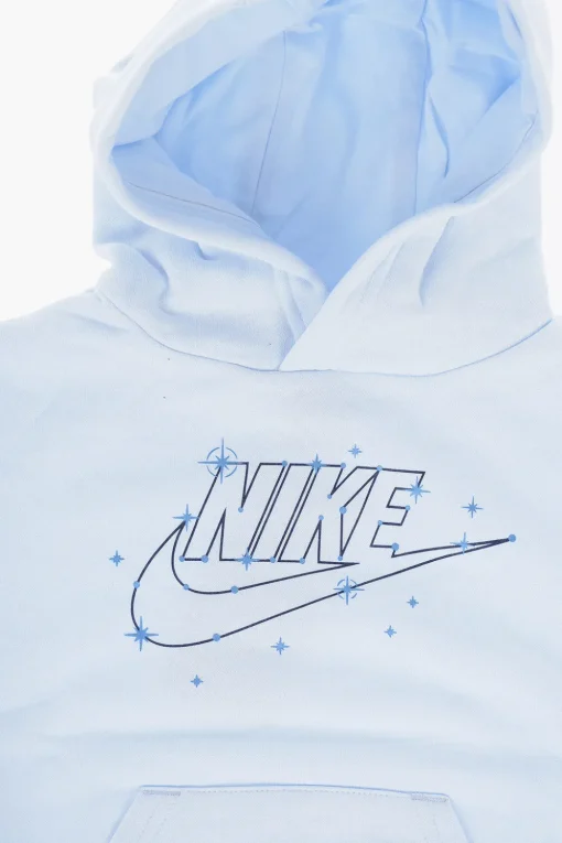 Sale Felpa Hoodie in Tinta Unita con Logo Stampato Bambino Abbigliamento