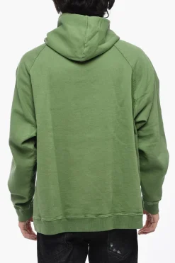 Outlet Felpa Hoodie in Tinta Unita con Logo in Rilievo Uomo Felpe