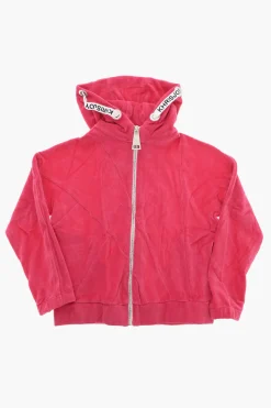 Online Felpa Hoodie in Velour con Coulisse Logata Abbigliamento