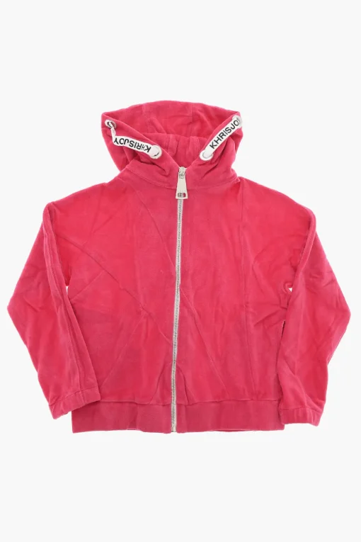 Online Felpa Hoodie in Velour con Coulisse Logata Abbigliamento