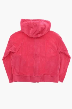 Online Felpa Hoodie in Velour con Coulisse Logata Abbigliamento