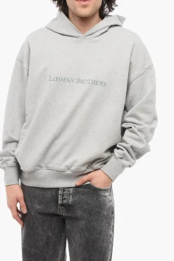 Sale Felpa Hoodie LEHMAN BROTHERS In Cotone con Due Tasche Uomo Felpe