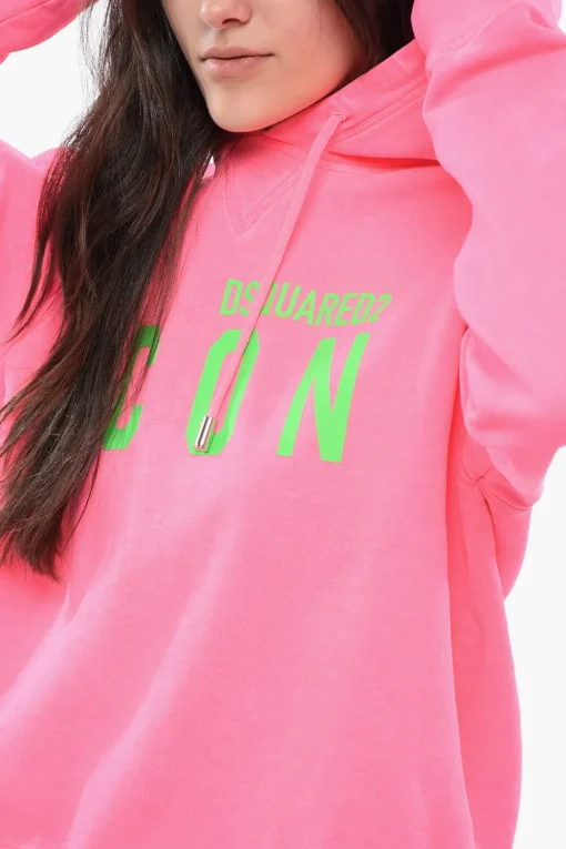 Sale Felpa Hoodie NEON ICON in Cotone Garzato Donna Felpe