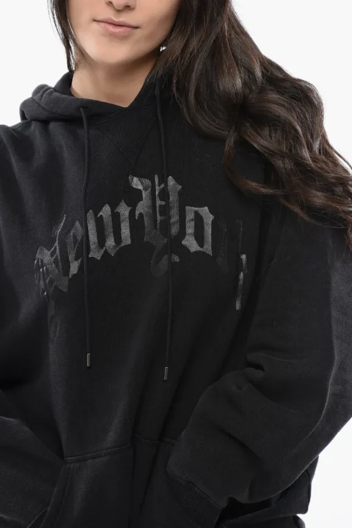 Felpa Hoodie NEW YORK Oversized con Stampa Tono su Tono>R13 Fashion