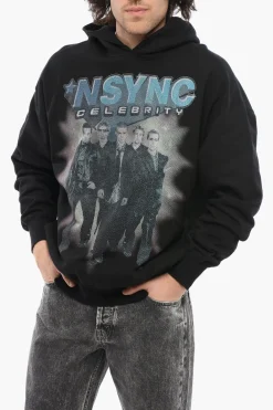 Outlet Felpa Hoodie NSYNC CELEBRITY in Cotone Garzato con Due Tasche Uomo Felpe
