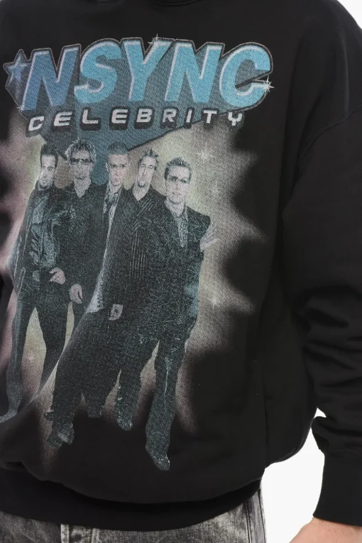 Outlet Felpa Hoodie NSYNC CELEBRITY in Cotone Garzato con Due Tasche Uomo Felpe