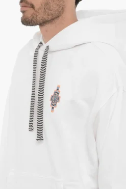 Felpa Hoodie OPTICAL CROSS In Cotone con Tasca a Toppa></noscript>Marcelo Burlon New